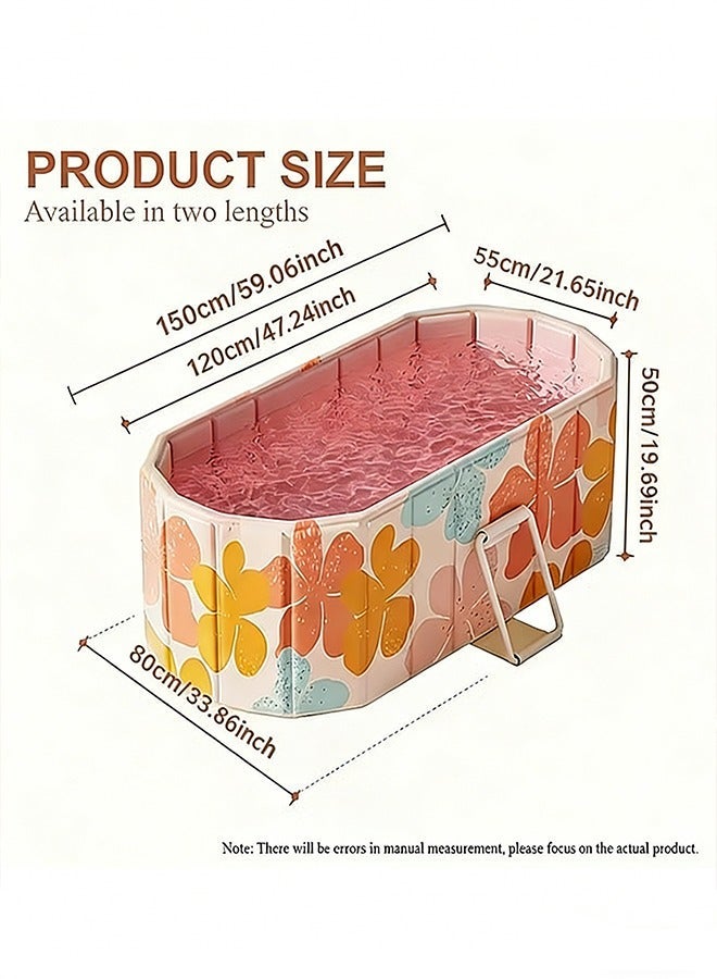 بيوينتي 120 * 80 * 50 سم قابل للطي البالغين حوض الاستحمام ، حوض التغطية المحمولة مع شبكة ألياف PVC قوية ومكافحة الخدش ، مواد مقاومة للماء سميكة ، طلاء الطباعة ، تخزين سهل ، لا تركيب منزل سبا حوض الاستحمام لشخصين بطانات الحمام وأنابيب الصرف للاستخدام المنزلي - Image 3